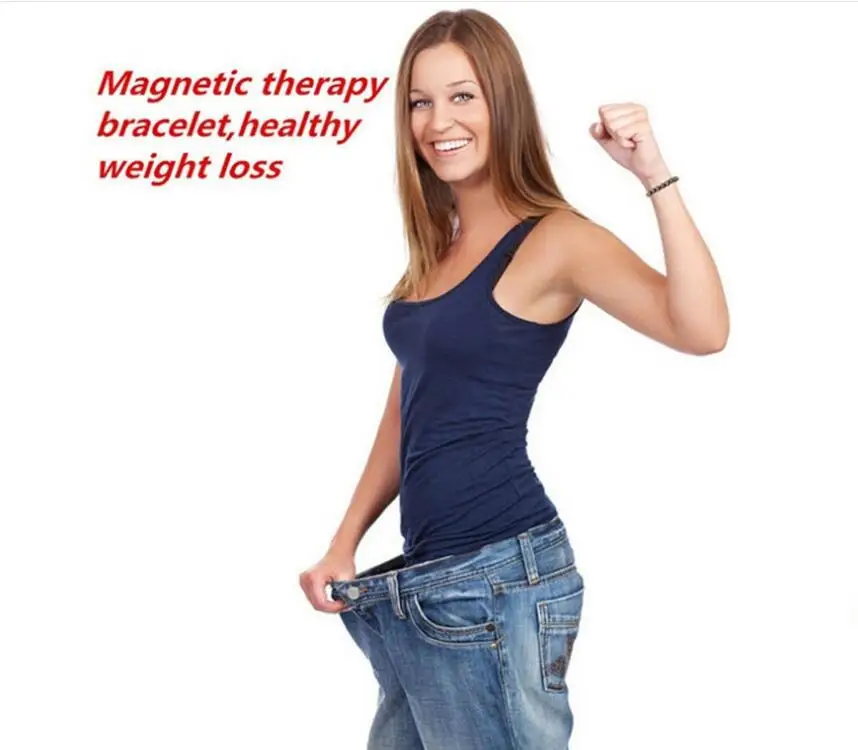 919 Weight Loss Round Black Stone Magnetic Therapy Bracelet For Women Men Health Care Hematite Stretch Bracelets | Украшения и