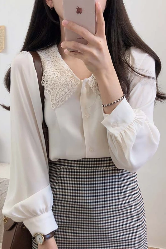 

2021 Rushed Time-limited Cotton Polyester Blouse Vadim Blusa Korean Spring And Autumn Wild Single-breasted Sleeve Shirt Women