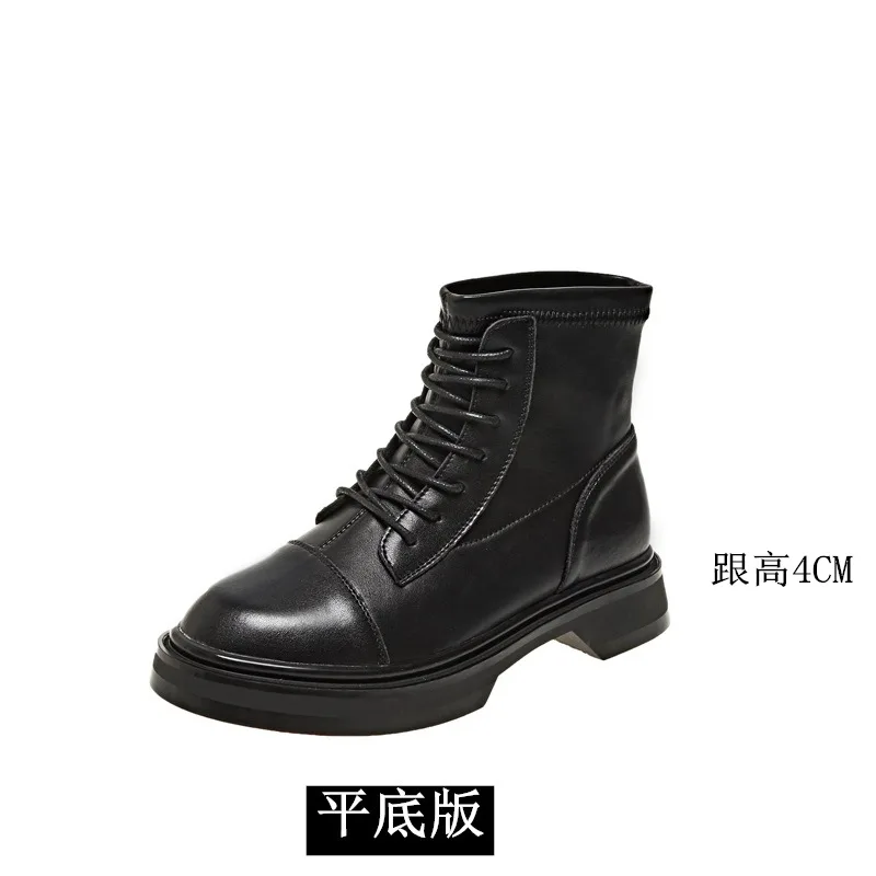 

boots women's thick soled boots 2021 new style versatile high lace up Plush boots