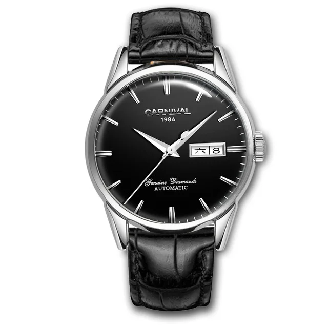 Karneval Mechanische Uhren Mode Automatische Uhr myanner 30 м вассердихт Herren Uhr винтажный Lederband Armbanduhr kol saati - Цвет: 1