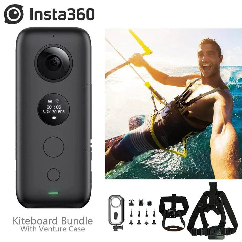 Insta360 ONE X 18MP 5,7 K фото экшн-камера с поддержкой Wi-Fi kiteboard, чехол для Гидроцикла - Цветной: Kiteboard Bundle VC