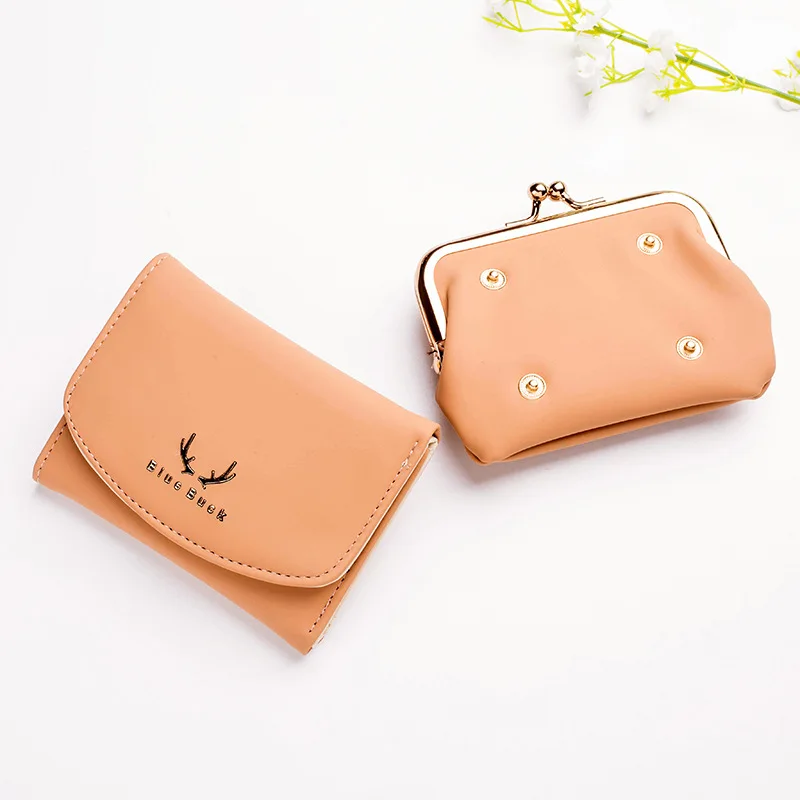 

New Arrival Preppy Style Girl's Wallet for 2021 Two-in-One Women's Lock Catch Coins Purse Separable Multifunction Lady's Burse