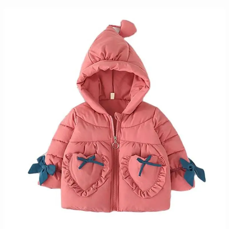 Новинка зимы 2022 однотонное утепленное детское хлопковое пальто с капюшоном