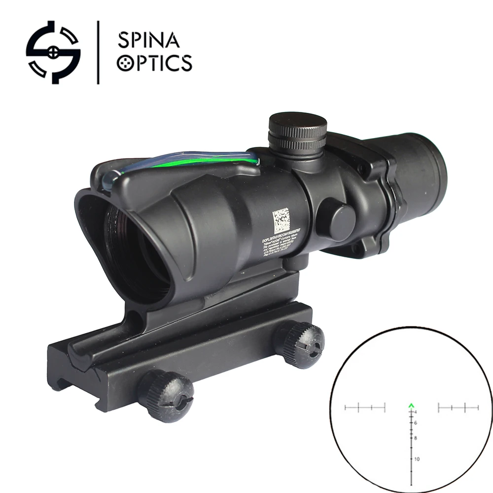 Охотничий Прицел ACOG 4X32 настоящий красный зеленый волоконный оптический прицел с