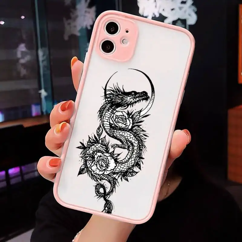 

Dragon Animal Pattern luxury Phone Cases shell matte transparent For iphone 7 8 11 12 plus mini x xs xr pro max cover