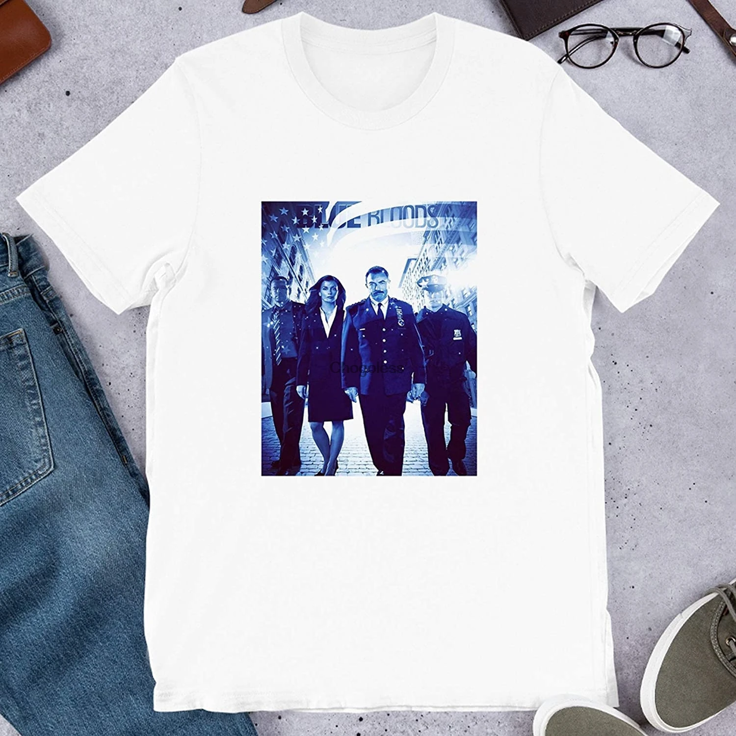 Футболка унисекс с синей кровью для фотосъемки портретов в Голливуде фильмов