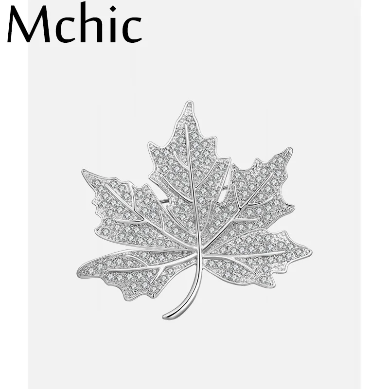 Mchic, Модные CZ броши, булавка, кленовый лист, растение, роскошная медь, кубический цирконий, брошь, кристалл, Шарм для женщин, мужчин, влюбленных, подарок