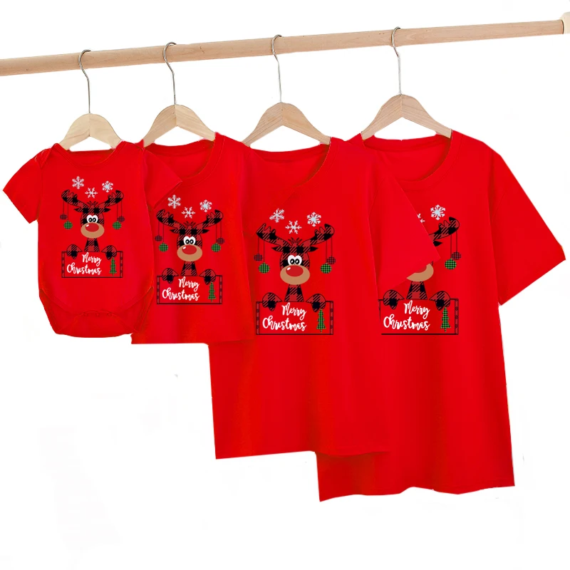 

Christmas Deer Family Matching Outfits Funny Daddy Mommy Kids Baby Clothing Family Look Adult Kids T-Shirt Men Women Xmas Top