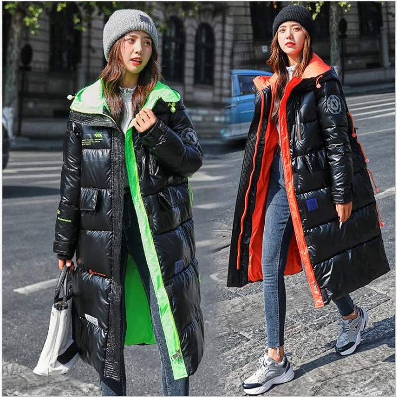 

2020 New Winter Jacket Women Parkas Hooded Waterproof Down Parka Female Glossy Long Coat Woman Slim Warm Outwear G856