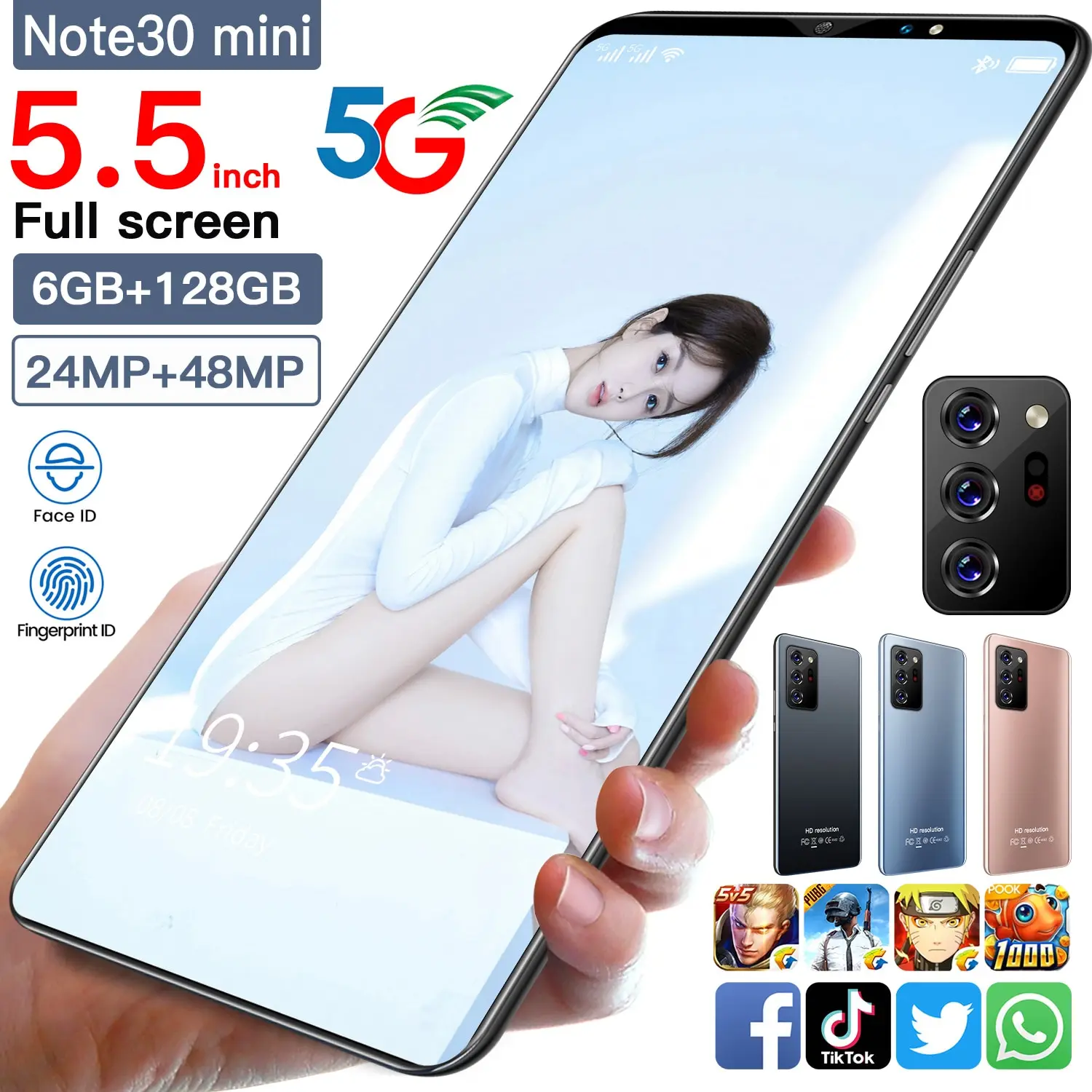 

Note30 Mini 5.5 Inch Cheap Smart Phone Global Version 128gb Deca Core 4800mah Fingerprint Id Cell Cell Phone Mtk6889