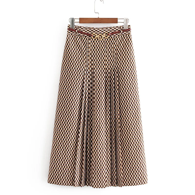 ZOEPO в виде галстука бабочки Талия юбки Для женщин мода печатных юбка с завышенной