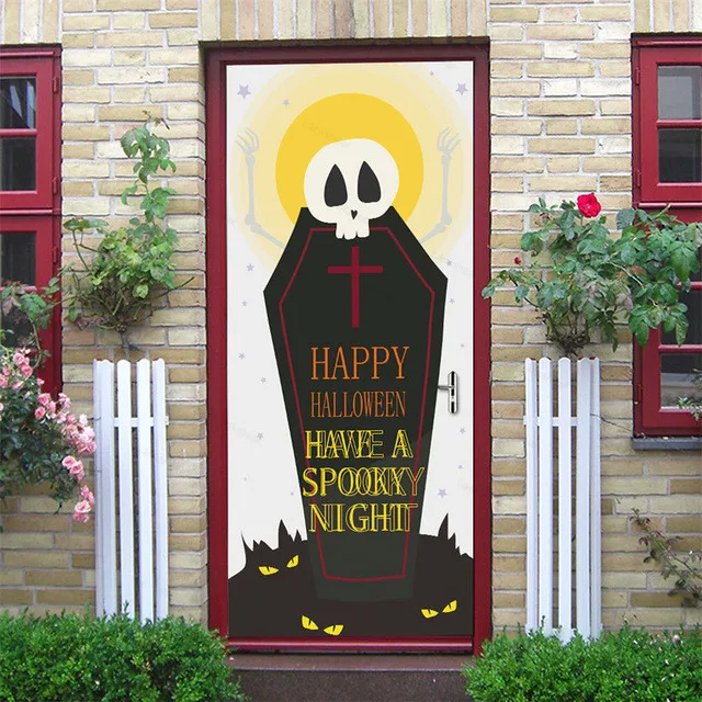 

Halloween Christmas 3D Diy Door Sticker Red Blood Grey Hands Shadow Decal Waterproof Vinyl Door Mural Festival Decor Wallpapers