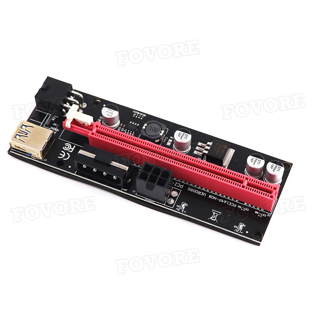 10 шт. PCI-E pcie Riser 009 Express 1X 4x 8x 16x расширитель PCIE USB 009S GPU двойная 6-контактная карта