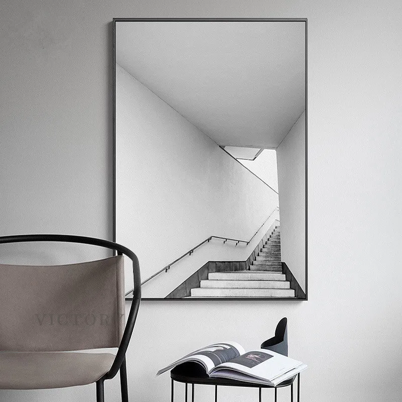 

Modern Building Staircase Wall Art Canvas Painting Black and White Posters Prints Wall Picture for Living Room Morden Home Decor