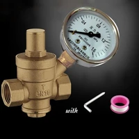 dn15 adjustable brass water pressure reducing regulator valve internal and outer thread pn 1 6 and pressure gauge
