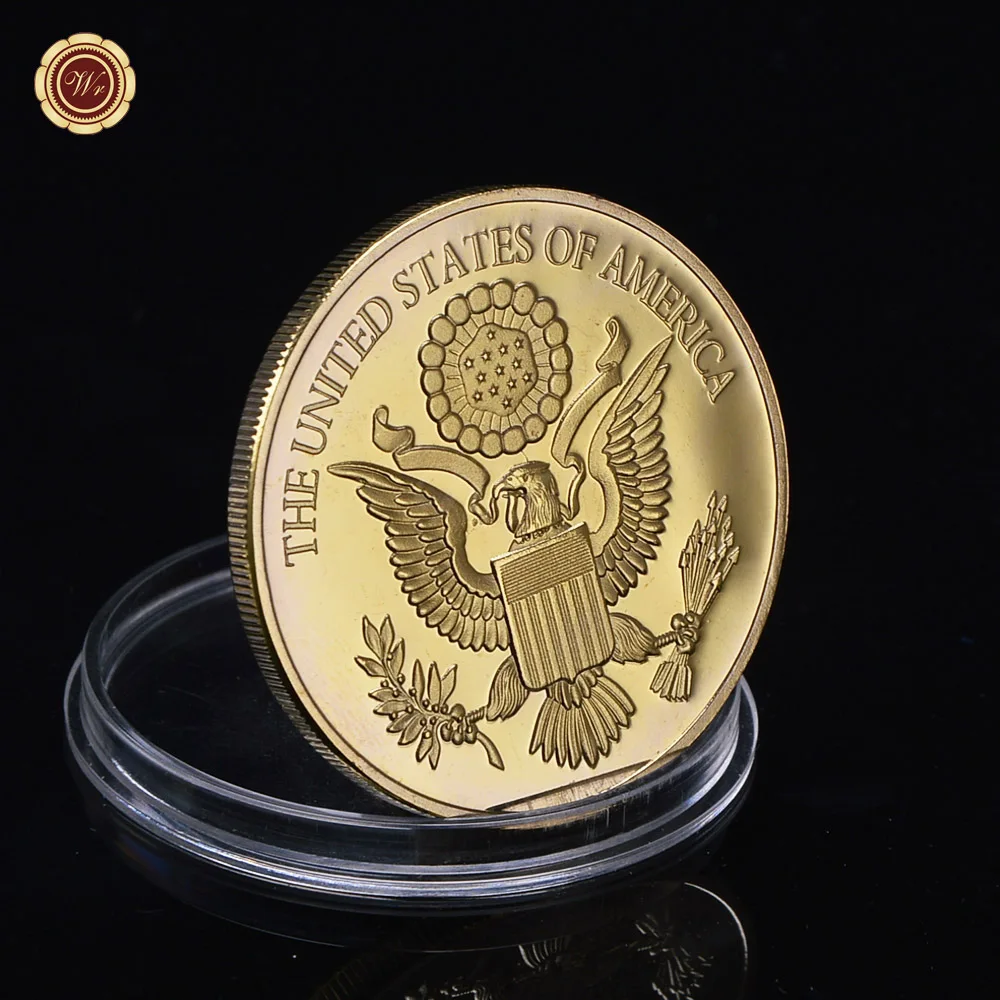 WR American Eagle Gold Plated Collectibles Coins with Coin Holder Silver Us Challenge Original Medal Gift Item Dropshipping | Дом и сад