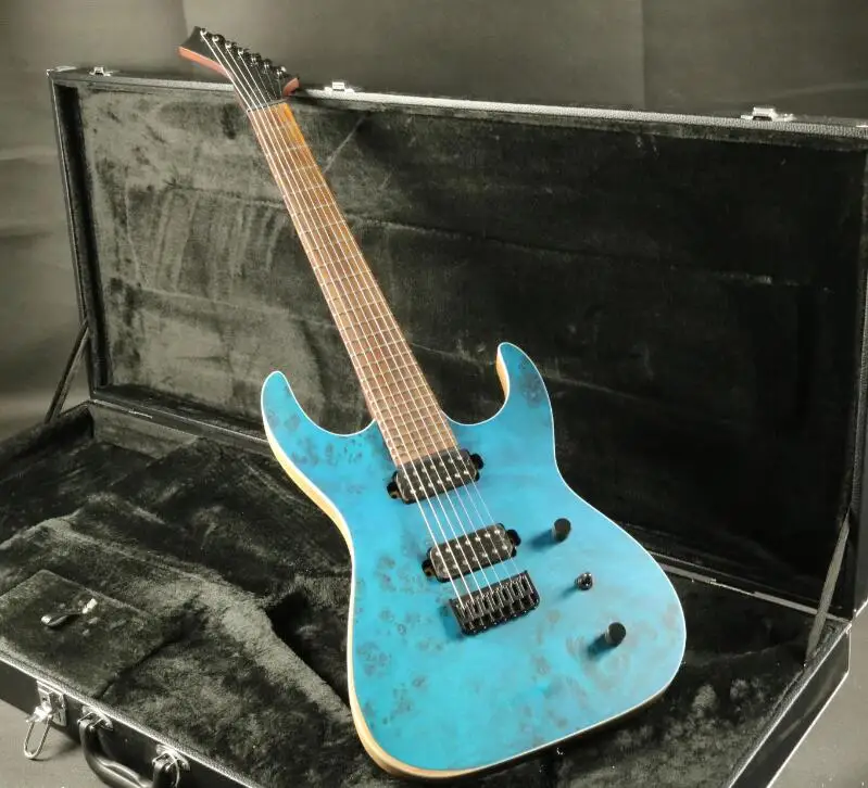 Наличии Высокое качество 7 струны электрогитары узел сверху шпона золы тела