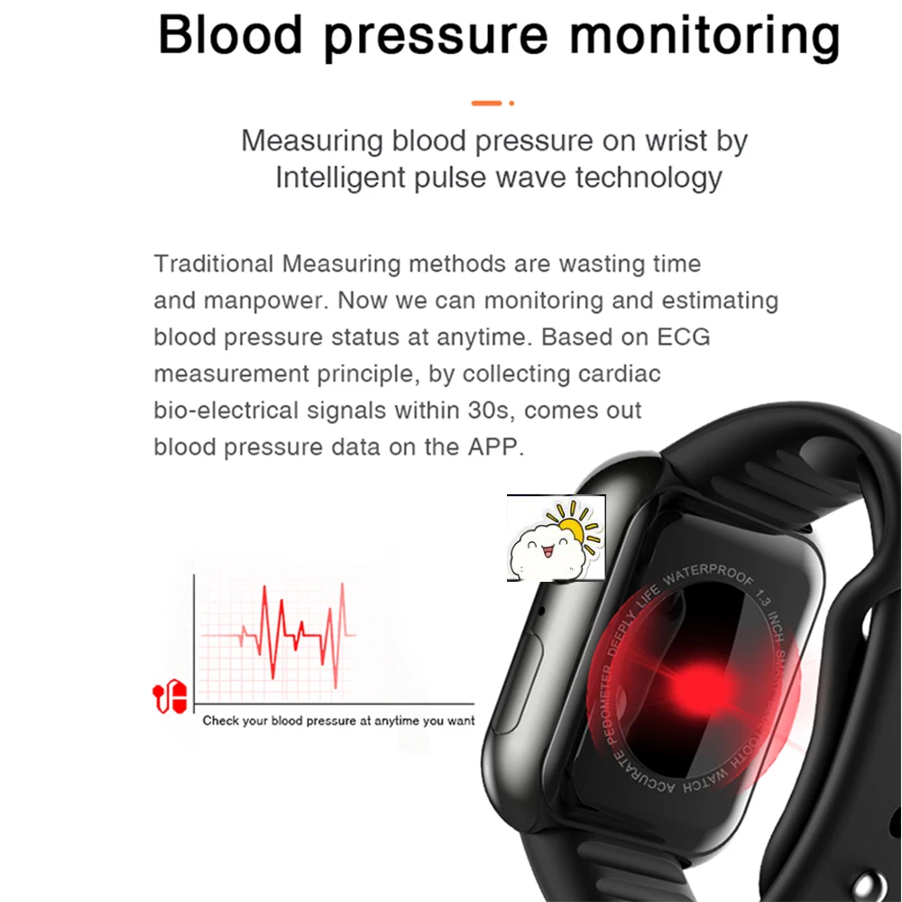 Смарт-часы для взрослых водонепроницаемые с пульсометром и тонометром |