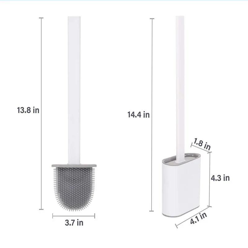 

Toilet Brushes Set With Quick Drying Wall Hanging Holder Toilet Brush Silicone Bathroom Flat Head Flexible Soft Bristles Brush