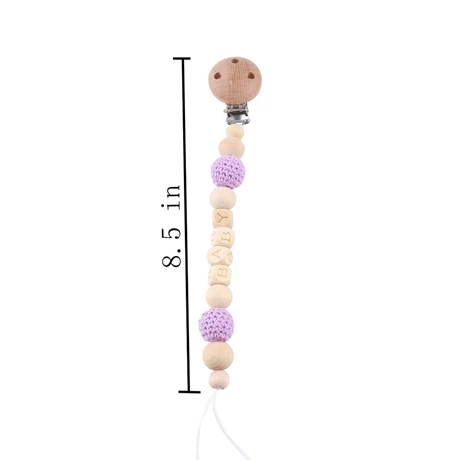 Purple Pacifier clip Детские игрушки Силиконовые бусы Прорезыватели деревянные кольца браслет ручной работы соска, зажимы для цепи Прорезыватели зубов колокольчики для детской коляски Товары для малышей - Цвет: Purple Pacifier clip