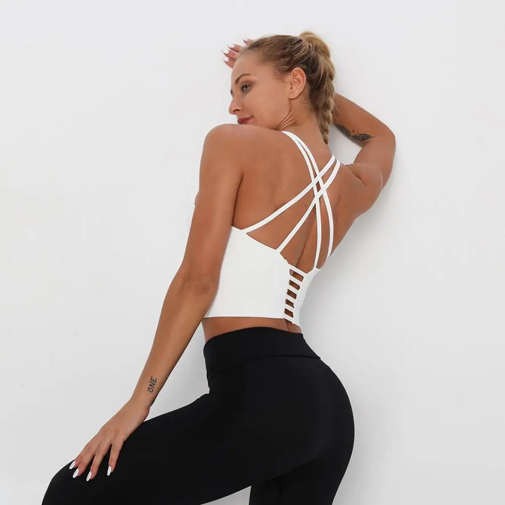 

New Thin Shoulder Strap Sports Top Vest Beauty Back Sports Bra Top Shock-Proof Gathering Sport Yoga Underwear Fitness Bra
