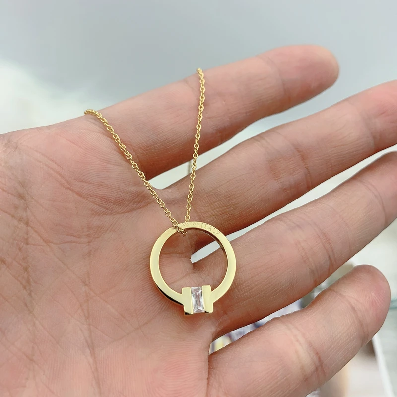 

SHINETUNG Original LOGO 1:1 S925 Sterling Silver Necklace Letter Round Necklace For Women Gift Charm Jewelry