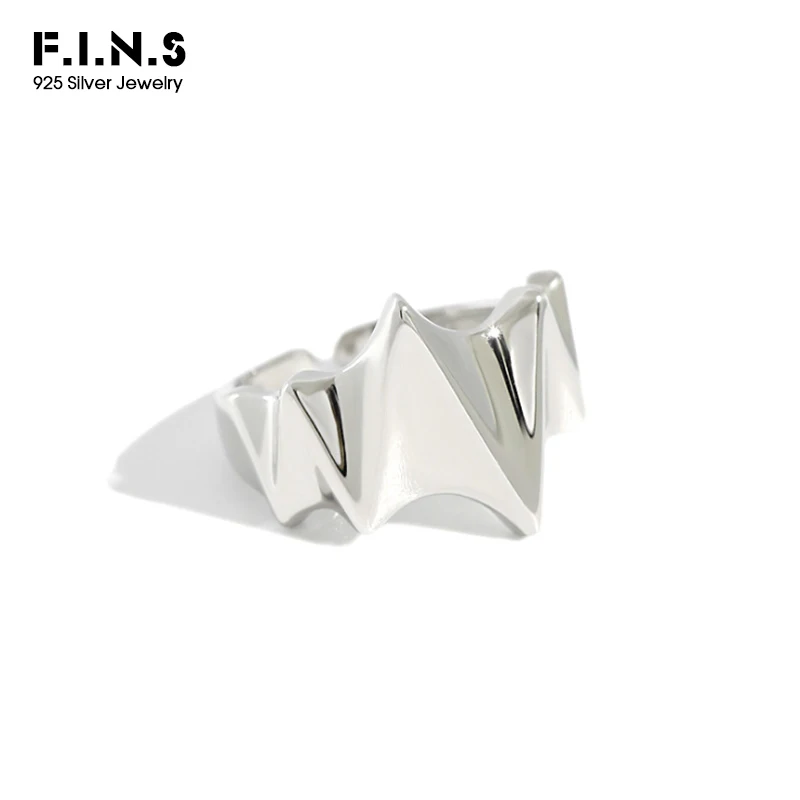 F.I.N.S 925 пробы серебряные кольца для женщин неправильной волны вогнутые вечерние