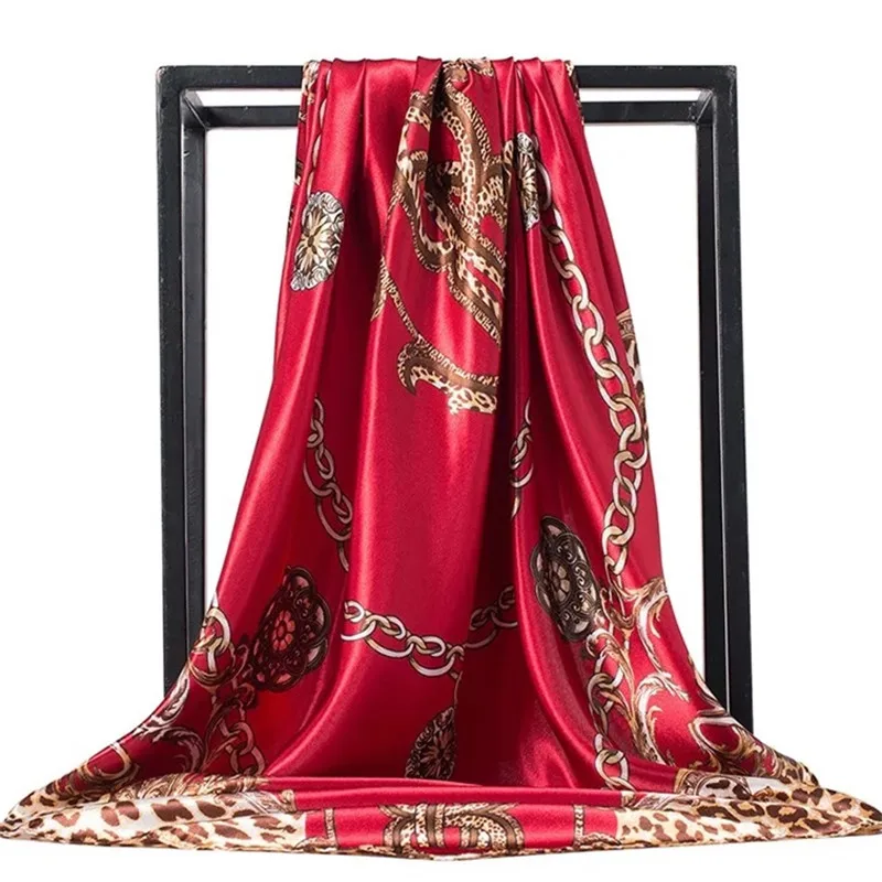 

Square Silk Scarf 90*90cm Women Luxury Brand Flowers Foulard Cheveux Soie Big Bandana Hijab Head Satin Silk Scarves Shawl