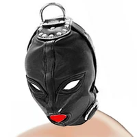 bdsm pu leather head bondage hood mask sm open eye mouth slave cosplay party mask couple flirting erotic sex toy adjustable mask