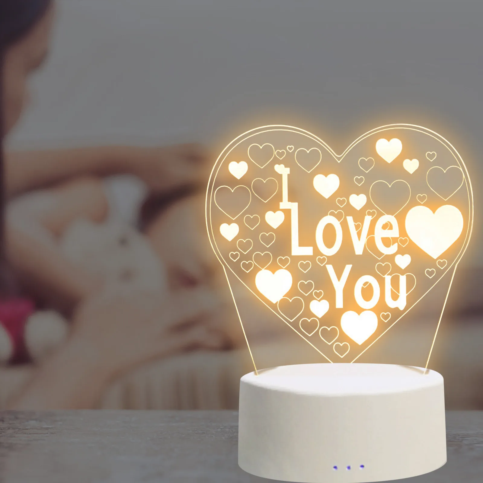 

Romantic Valentine's Day USB Acrylic 3D Night Light LED Table Lamp Home Decoration Room Desktop Decor Holiday Gift
