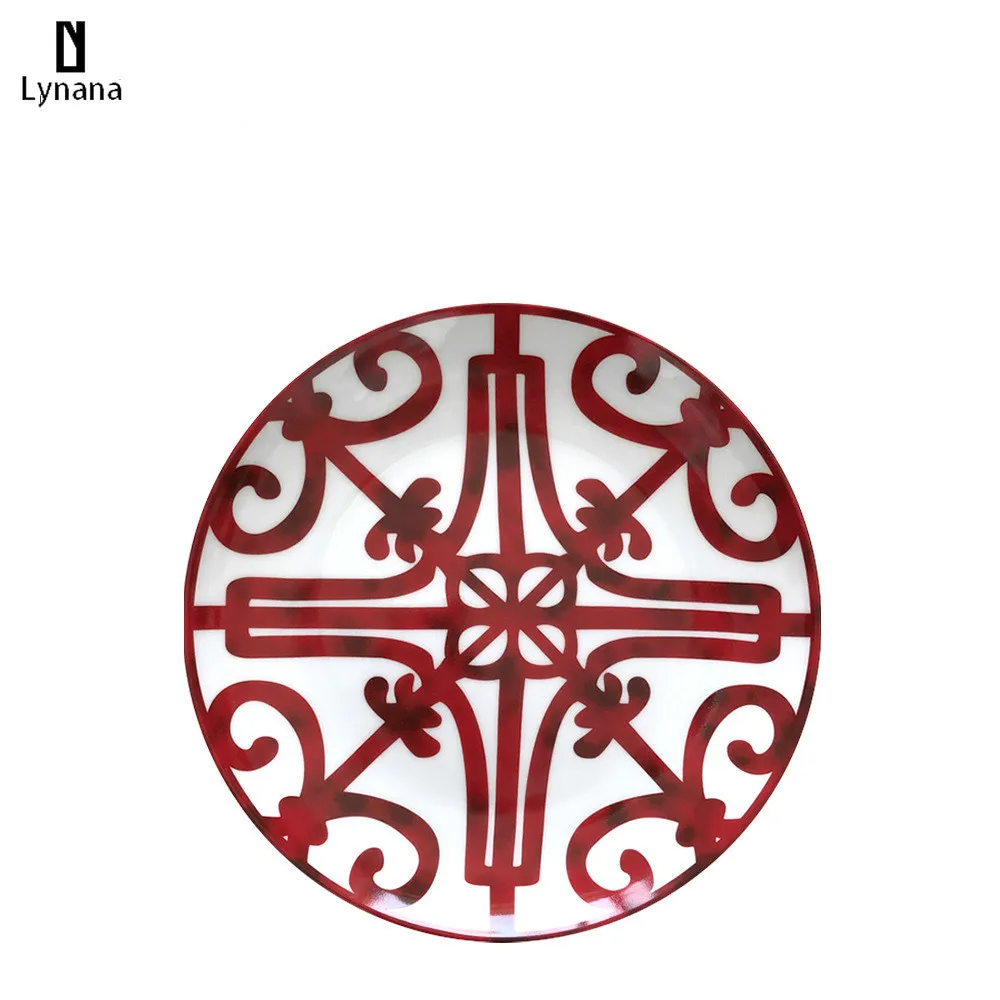 2021 керамическая тарелка ручная роспись Красная Арт креативная круглая Ins стиль