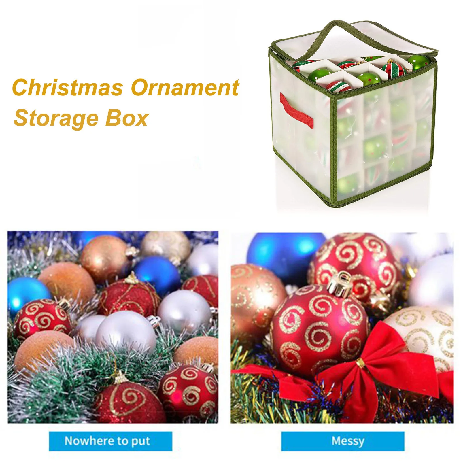 

storage box Christmas Tree 64 Baubles Storage Box Ornament Xmas Tree Bag Decoration Box home Organizer Container New