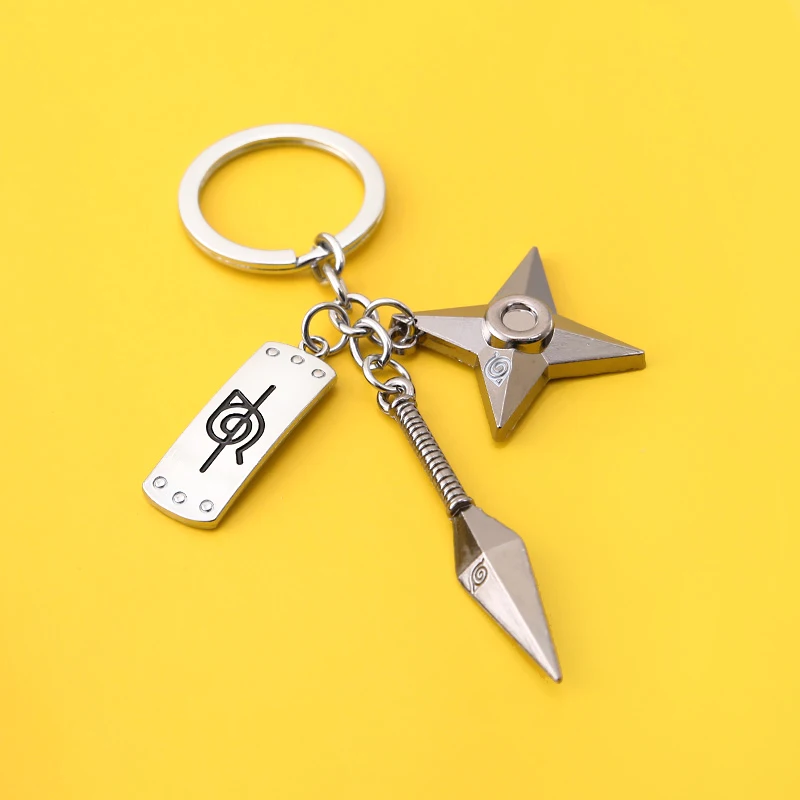 

Keychain Kunai Shuriken Dart Weapon Konoha Logo Uzumaki Black Keyring Key Chain Ring Ninja Anime Jewelry Wholesale