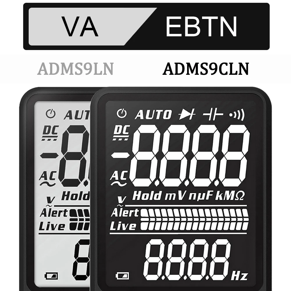 9999 Цифровой мультиметр BSIDE ADMS9CLN Большой 3 5 &quotЖК дисплей он лайн Дисплей