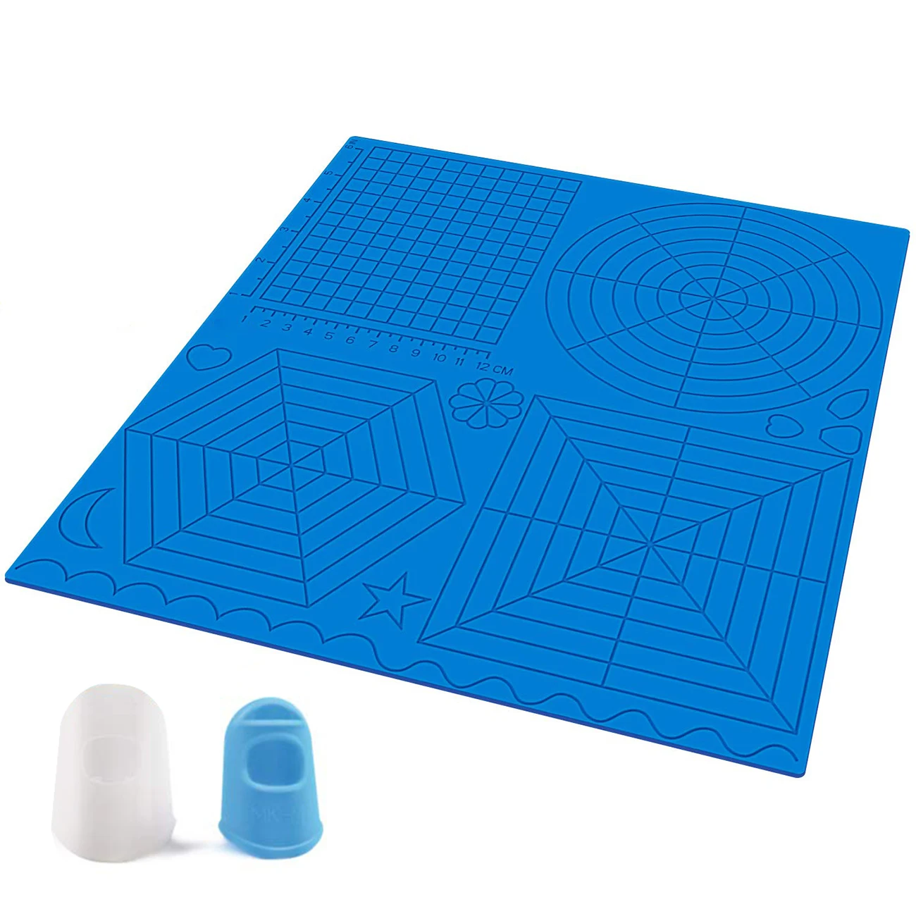 

3D Printing Pen Mat with Basic Template Multi Purpose Soft Silicone Mat 3D Drawing Templates Copy Board with Finger Cap