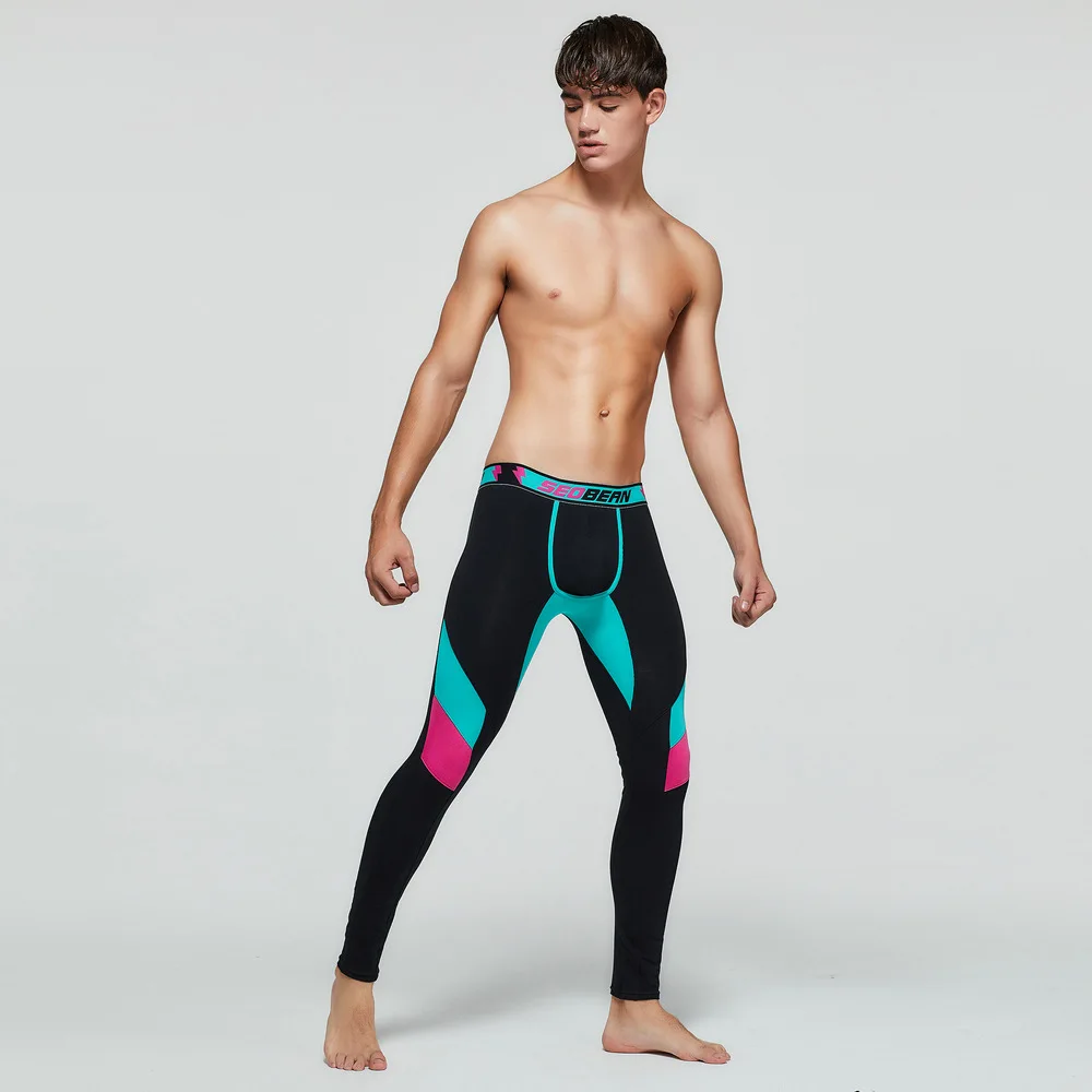 Мужские эластичные Компрессионные Леггинсы для спортзала спортивные