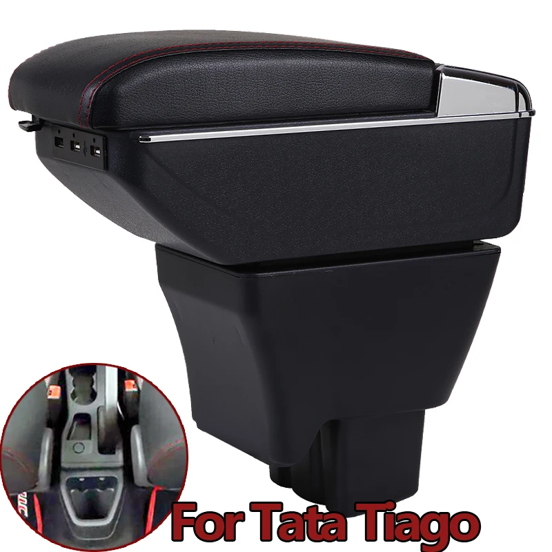 Для Tata Tiago подлокотник коробка Tiago Универсальный центральный автомобильный подлокотник для хранения коробка Подстаканник Пепельница с USB Модификация аксессуары
