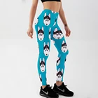 Женские леггинсы для фитнеса Qickitout, с эффектом пуш-ап, с цифровым принтом, синие, с 3D рисунком, для тренировок