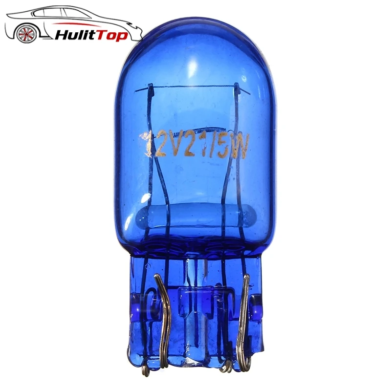 

1/2/4pcs T20 580 7443 W21/5W 12V W3x16q Natural Blue Glass Stop Brake Tail Car Signal Side Bulbs Light Lamps