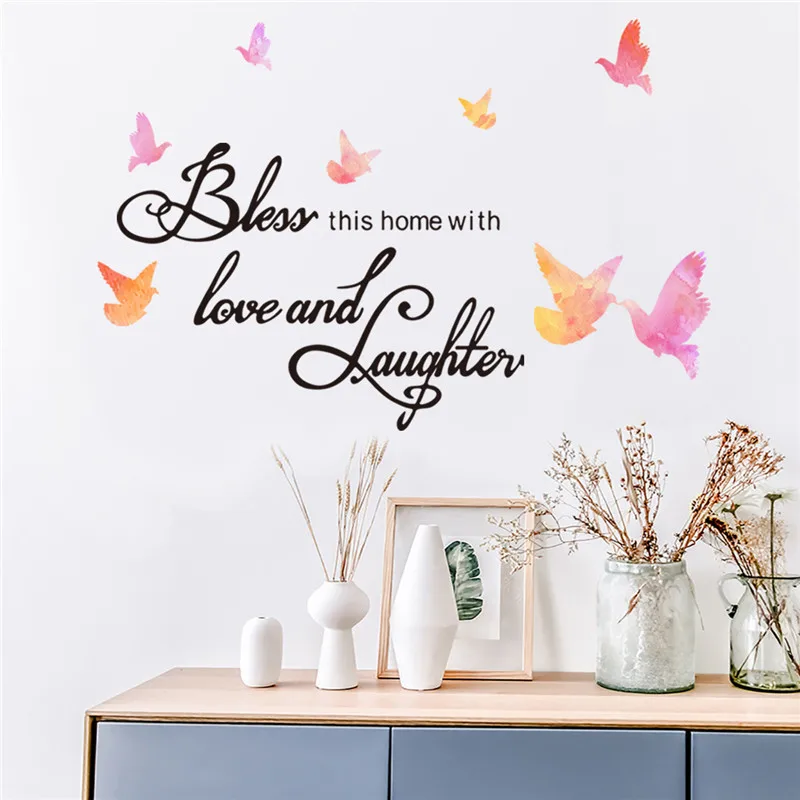 Благослови этот дом бабочка фразы Стикеры s домашнего декора гостиной