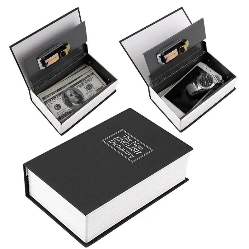 

Security Key Lock Safe Box Secret Book Valuables Dictionary Code Gift Money Design Cash Safety Secretive Black