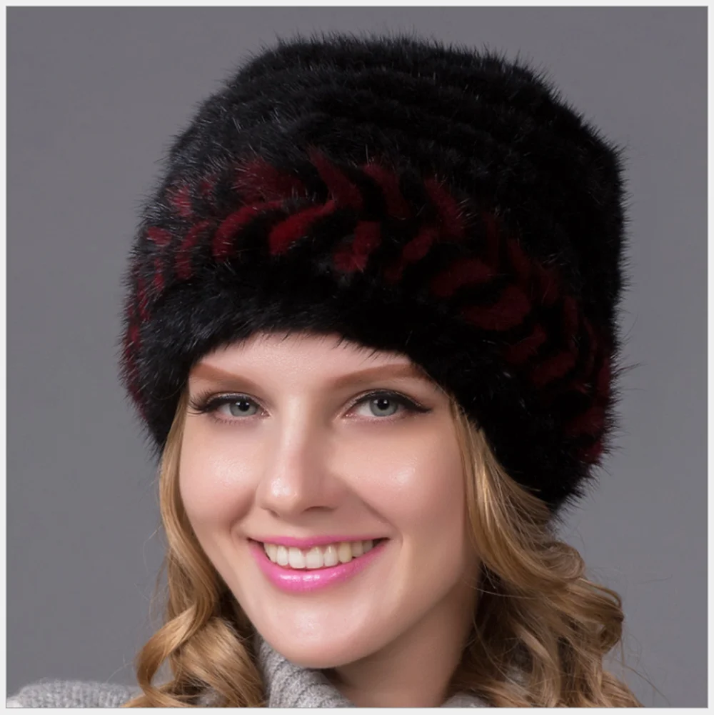 Knitted Hat Russian Ladies Real Fur Trapper Caps Women Fashion Handmade Custom Womens Mink Cap Cute Warm Winter Hats Wholesale