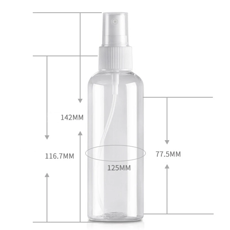100ml Refillable Spray Bottle Round Shoulder PET Toner Gel Spray Bottle Portable Empty Perfume Sub-Bottle