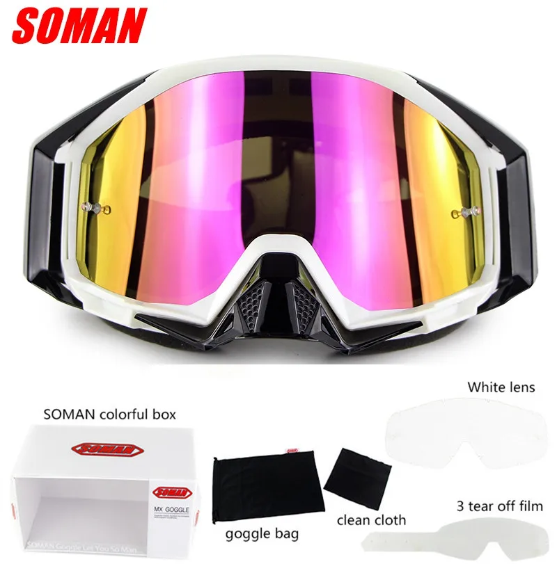 SM13 мото солнцезащитные очки мотоциклетные уличные очки Gafas очки для мотокросса шлем очки Dirtbike Occhiali для бездорожья Лыжная одежда - Цвет: White