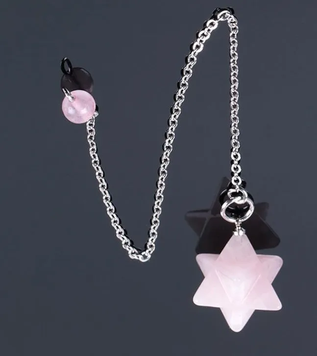 Ожерелье с подвеской Merkaba из натурального розового кварца кристаллом лечебные