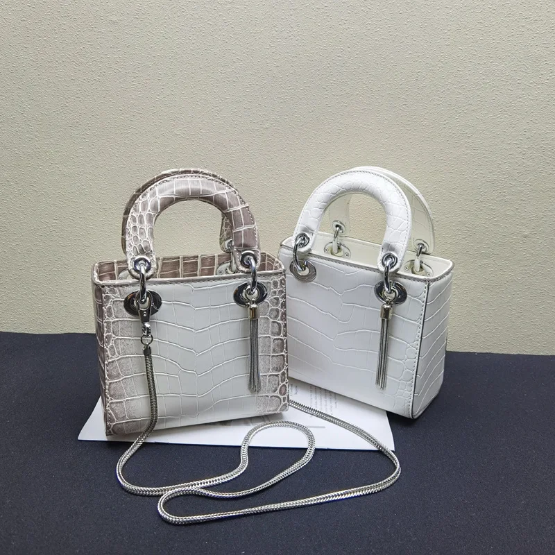 

2021 New Fashion Famous Luxury Brand Ladies High-quality Leather Crocodile Pattern Tassel Chain Handbag Cross Body Shoulder Bag