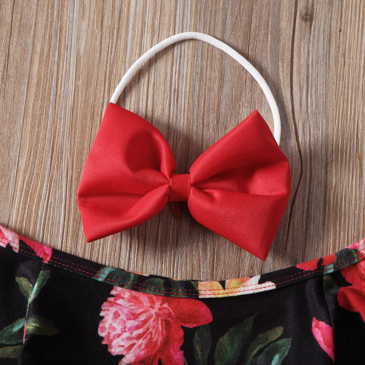 Комплект из 3 предметов комбинезон с цветочным принтом + юбка-пачка повязка на