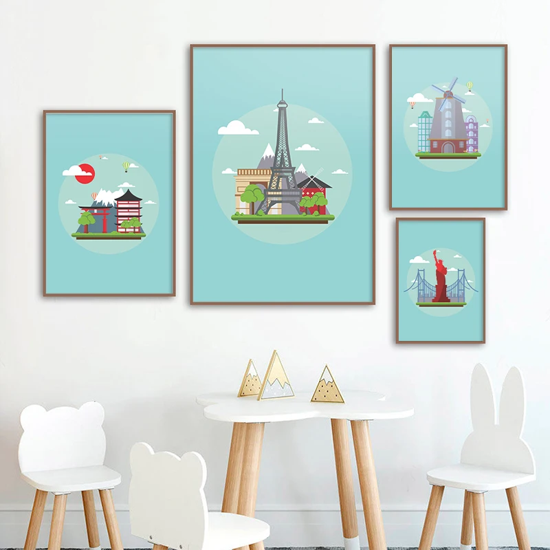 

Nordic Travel Cities Poster New York Paris Rome Amsterdam London Landscape Print Art Canvas Painting Wall Pictures Home Decor