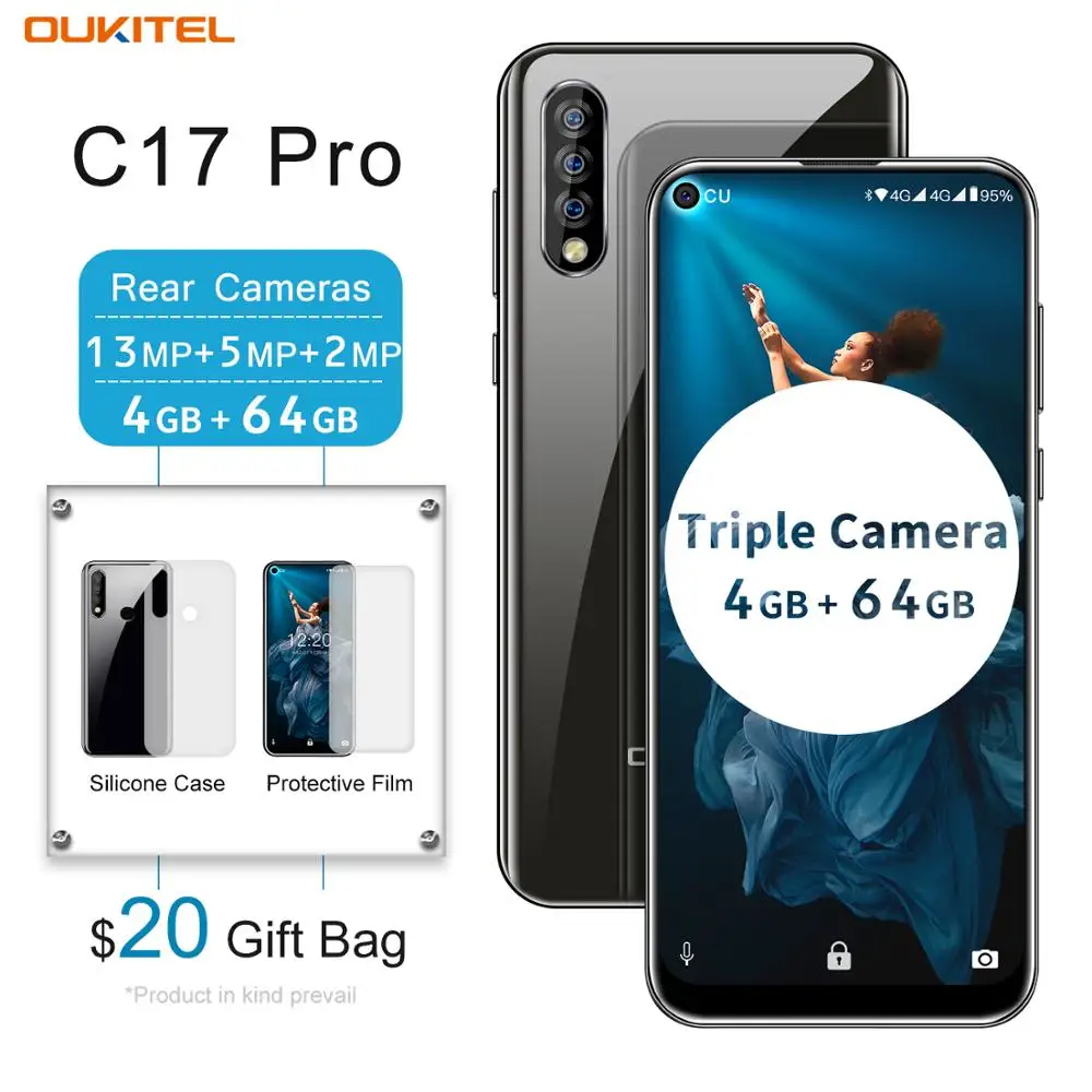 LTE 4G OUKITEL C17 Pro 6 35 дюймовый мобильный телефон Android 9 0 MT6763 Восьмиядерный ОЗУ 4 Гб ПЗУ 64