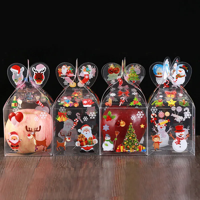 

Transparent Candy Box Christmas Decoration Gift Box Packaging Santa Claus Apple Packaging Snowman Elk Reindeer Candy Apple Boxes